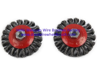 China Durable Twist Knot Bevel Wire Brush Strong Steel Wires Fits M14 Angle Grinders supplier